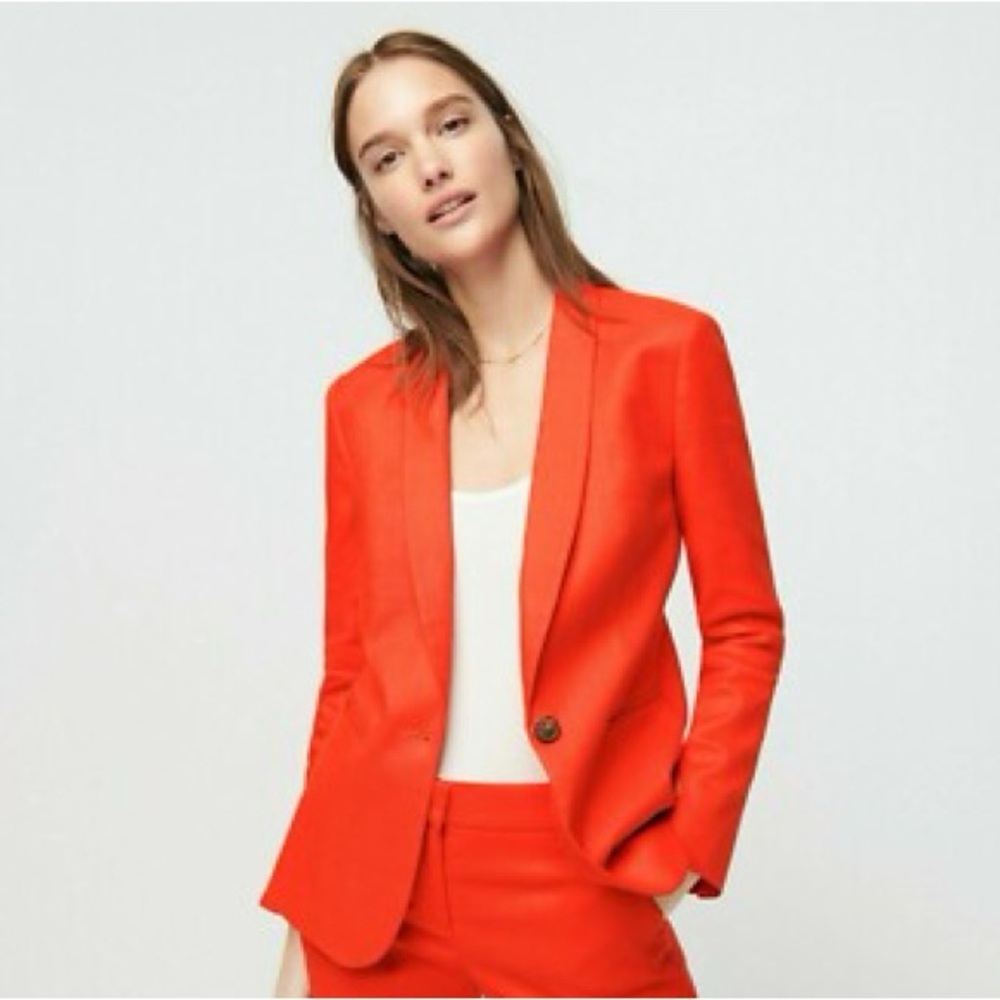 J CREW Red/Orange Women's Parke Linen Blazer - Picture 8 of 9